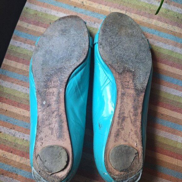 Chloe Aqua Blue Open-Toe Flats - Picture 6 of 10